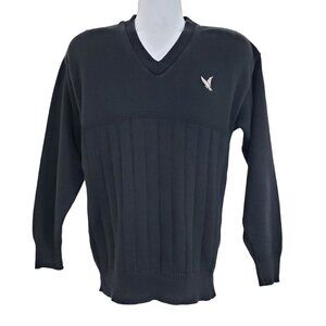 Andrew Rohan Vintage Sweater 100% Cotton Black V Neck Pullover Mens Sz Small